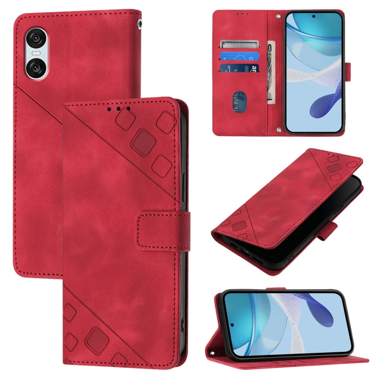 Skin-feel Embossed Leather Phone Case, For Sony Xperia 1 VIII, For Sony Xperia 10 VI, For Sony Xperia 1 VI, For Sony Xperia 5 VI, For Sony Xperia 5 V, For Sony Xperia 1 V, For Sony Xperia 10 V, For Sony Xperia 10 IV