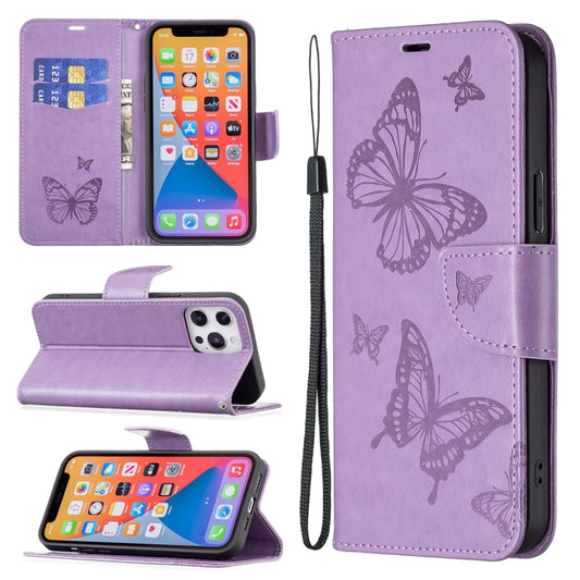 Two Butterflies Embossing Leather Phone Case