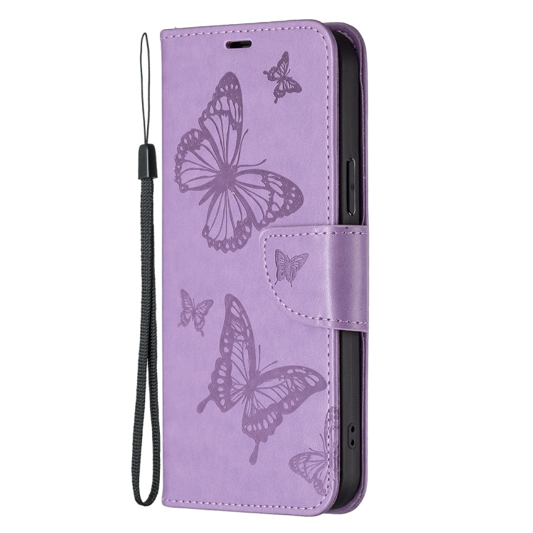 Two Butterflies Embossing Leather Phone Case