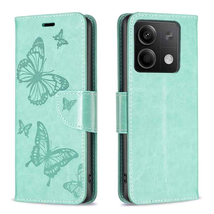 Two Butterflies Embossing Leather Phone Case, For Xiaomi Redmi Note 13 Pro 4G Global, For Xiaomi Poco M6 Pro 4G, For Xiaomi Redmi Note 13 4G Global, For Xiaomi Redmi Note 13, For Xiaomi Redmi 13C, For Xiaomi Redmi Note 13 Pro+ 5G                       ...