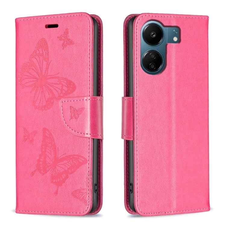 Two Butterflies Embossing Leather Phone Case, For Xiaomi Redmi Note 13 Pro 4G Global, For Xiaomi Poco M6 Pro 4G, For Xiaomi Redmi Note 13 4G Global, For Xiaomi Redmi Note 13, For Xiaomi Redmi 13C, For Xiaomi Redmi Note 13 Pro+ 5G                       ...