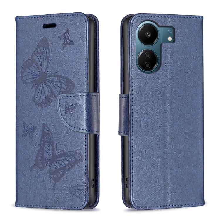 Two Butterflies Embossing Leather Phone Case, For Xiaomi Redmi Note 13 Pro 4G Global, For Xiaomi Poco M6 Pro 4G, For Xiaomi Redmi Note 13 4G Global, For Xiaomi Redmi Note 13, For Xiaomi Redmi 13C, For Xiaomi Redmi Note 13 Pro+ 5G                       ...