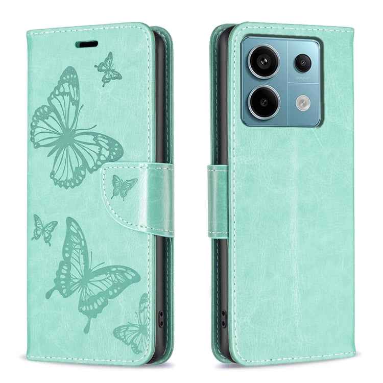 Two Butterflies Embossing Leather Phone Case, For Xiaomi Redmi Note 13 Pro 4G Global, For Xiaomi Poco M6 Pro 4G, For Xiaomi Redmi Note 13 4G Global, For Xiaomi Redmi Note 13, For Xiaomi Redmi 13C, For Xiaomi Redmi Note 13 Pro+ 5G                       ...