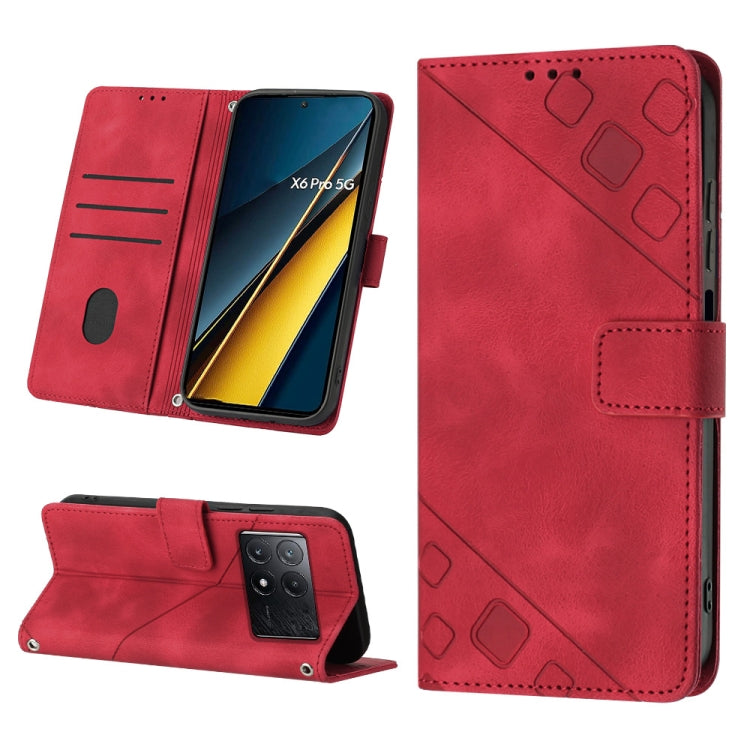 Skin Feel Embossed Leather Phone Case, For Xiaomi Poco F6, For Xiaomi Poco M6 Pro 4G, For Xiaomi Poco X6 Neo 5G Global, For Xiaomi Redmi A3, For Xiaomi Redmi Note 13 Pro 4G Global, For Xiaomi Redmi Note 13 4G Global, For Xiaomi Redmi K70E              ...