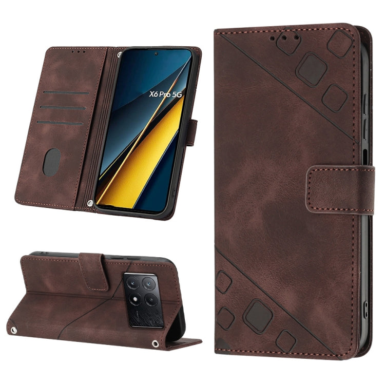 Skin Feel Embossed Leather Phone Case, For Xiaomi Poco F6, For Xiaomi Poco M6 Pro 4G, For Xiaomi Poco X6 Neo 5G Global, For Xiaomi Redmi A3, For Xiaomi Redmi Note 13 Pro 4G Global, For Xiaomi Redmi Note 13 4G Global, For Xiaomi Redmi K70E              ...