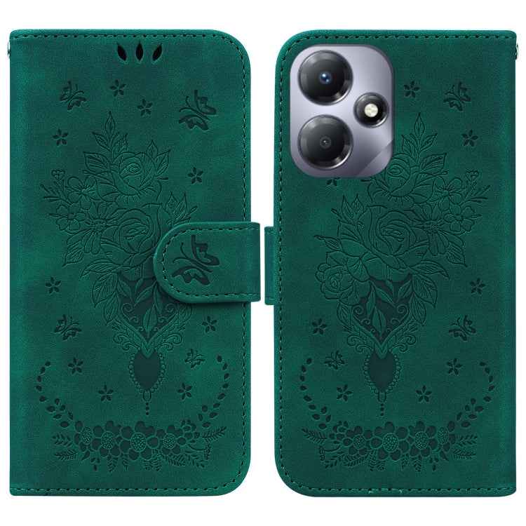 Butterfly Rose Embossed Leather Phone Case, For Infinix Note 30 Pro, For Infinix Note 30, For Infinix Note 30 VIP, For Infinix Hot 30 Play, For Infinix Hot 30, For Infinix Smart 7 African