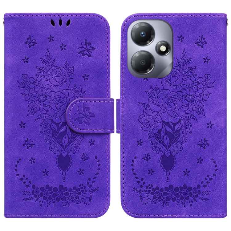 Butterfly Rose Embossed Leather Phone Case, For Infinix Note 30 Pro, For Infinix Note 30, For Infinix Note 30 VIP, For Infinix Hot 30 Play, For Infinix Hot 30, For Infinix Smart 7 African