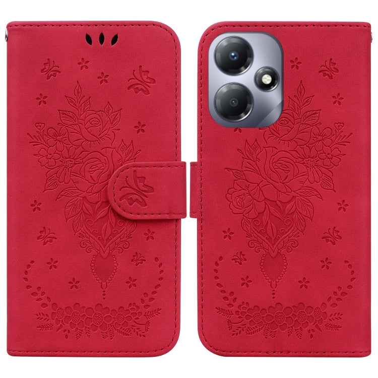 Butterfly Rose Embossed Leather Phone Case, For Infinix Note 30 Pro, For Infinix Note 30, For Infinix Note 30 VIP, For Infinix Hot 30 Play, For Infinix Hot 30, For Infinix Smart 7 African