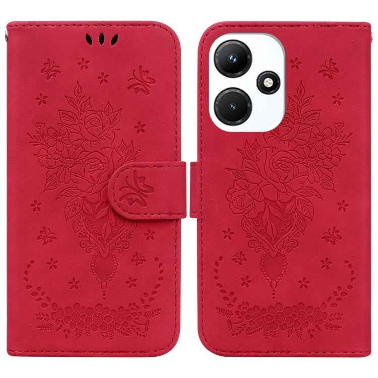 Butterfly Rose Embossed Leather Phone Case, For Infinix GT 20 Pro, For Infinix Note 40 Pro 4G / 5G, For Infinix Note 40 Pro+, For Infinix Note 40 4G, For Infinix Hot 40 / 40 Pro, For Infinix Smart 7 India/7 Plus, For Infinix Smart 7 HD�����������������...