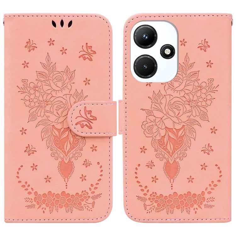 Butterfly Rose Embossed Leather Phone Case, For Infinix GT 20 Pro, For Infinix Note 40 Pro 4G / 5G, For Infinix Note 40 Pro+, For Infinix Note 40 4G, For Infinix Hot 40 / 40 Pro, For Infinix Smart 7 India/7 Plus, For Infinix Smart 7 HD�����������������...