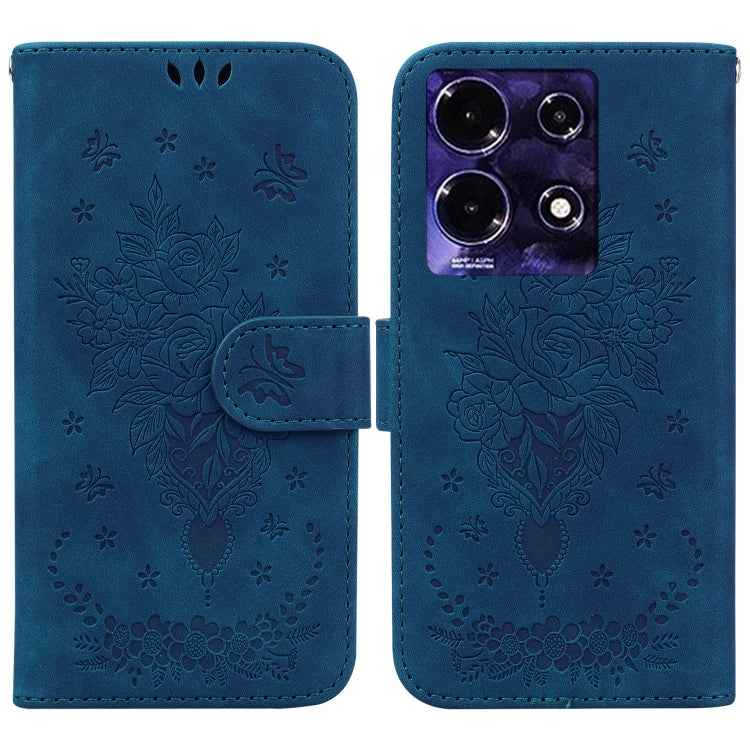 Butterfly Rose Embossed Leather Phone Case, For Infinix Note 30 Pro, For Infinix Note 30, For Infinix Note 30 VIP, For Infinix Hot 30 Play, For Infinix Hot 30, For Infinix Smart 7 African