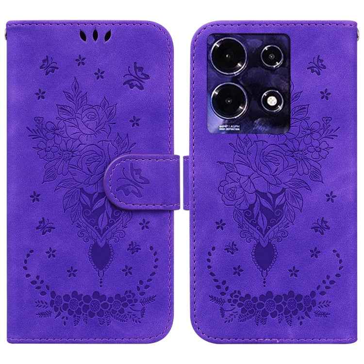 Butterfly Rose Embossed Leather Phone Case, For Infinix Note 30 Pro, For Infinix Note 30, For Infinix Note 30 VIP, For Infinix Hot 30 Play, For Infinix Hot 30, For Infinix Smart 7 African