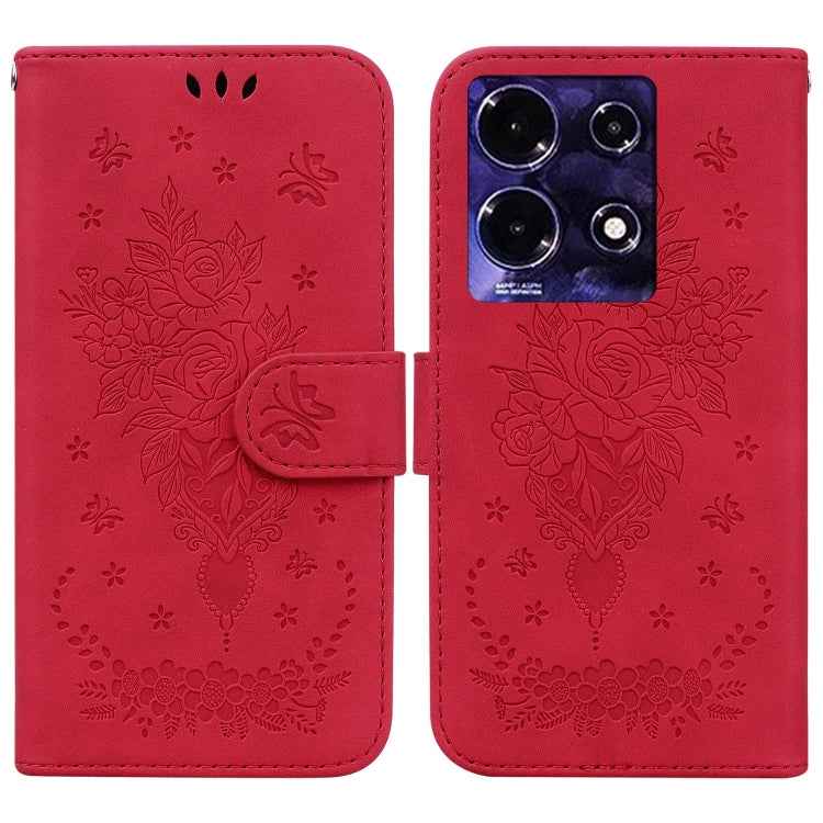 Butterfly Rose Embossed Leather Phone Case, For Infinix Note 30 Pro, For Infinix Note 30, For Infinix Note 30 VIP, For Infinix Hot 30 Play, For Infinix Hot 30, For Infinix Smart 7 African