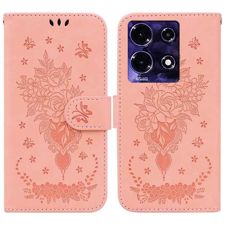 Butterfly Rose Embossed Leather Phone Case, For Infinix Note 30 Pro, For Infinix Note 30, For Infinix Note 30 VIP, For Infinix Hot 30 Play, For Infinix Hot 30, For Infinix Smart 7 African
