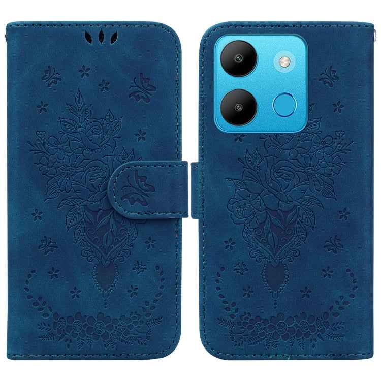 Butterfly Rose Embossed Leather Phone Case, For Infinix Note 30 Pro, For Infinix Note 30, For Infinix Note 30 VIP, For Infinix Hot 30 Play, For Infinix Hot 30, For Infinix Smart 7 African