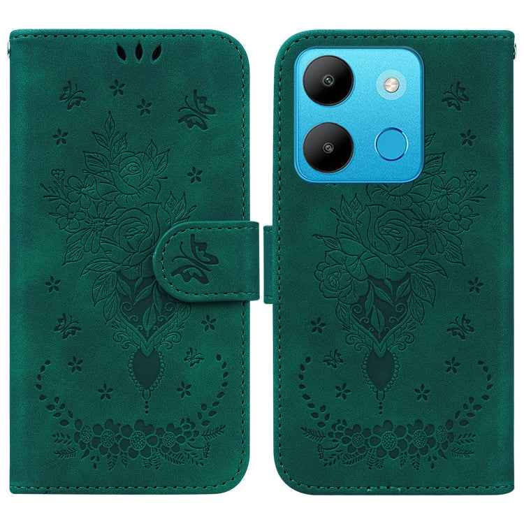 Butterfly Rose Embossed Leather Phone Case, For Infinix Note 30 Pro, For Infinix Note 30, For Infinix Note 30 VIP, For Infinix Hot 30 Play, For Infinix Hot 30, For Infinix Smart 7 African
