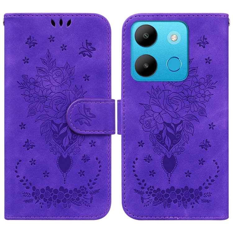 Butterfly Rose Embossed Leather Phone Case, For Infinix Note 30 Pro, For Infinix Note 30, For Infinix Note 30 VIP, For Infinix Hot 30 Play, For Infinix Hot 30, For Infinix Smart 7 African