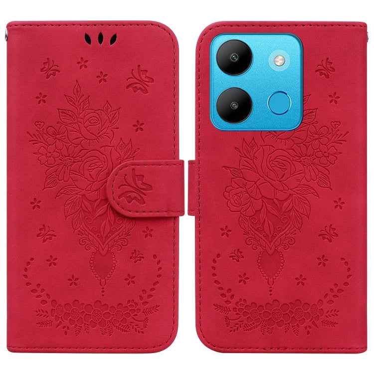 Butterfly Rose Embossed Leather Phone Case, For Infinix Note 30 Pro, For Infinix Note 30, For Infinix Note 30 VIP, For Infinix Hot 30 Play, For Infinix Hot 30, For Infinix Smart 7 African