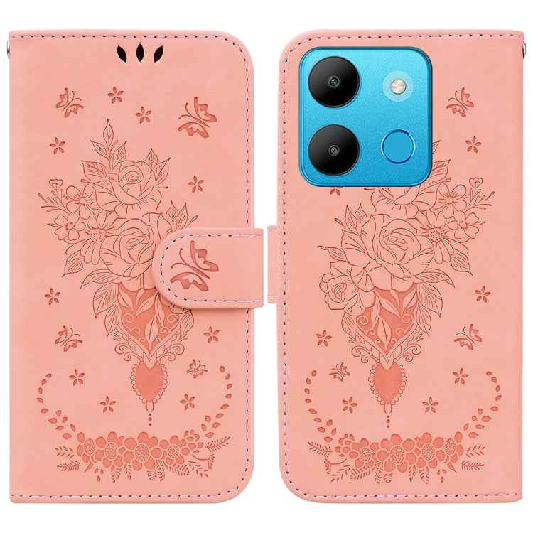 Butterfly Rose Embossed Leather Phone Case, For Infinix Note 30 Pro, For Infinix Note 30, For Infinix Note 30 VIP, For Infinix Hot 30 Play, For Infinix Hot 30, For Infinix Smart 7 African