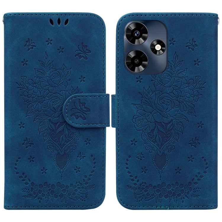 Butterfly Rose Embossed Leather Phone Case, For Infinix Note 30 Pro, For Infinix Note 30, For Infinix Note 30 VIP, For Infinix Hot 30 Play, For Infinix Hot 30, For Infinix Smart 7 African