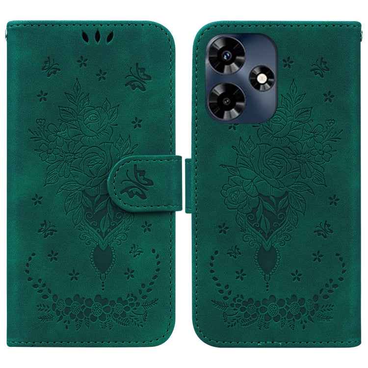 Butterfly Rose Embossed Leather Phone Case, For Infinix Note 30 Pro, For Infinix Note 30, For Infinix Note 30 VIP, For Infinix Hot 30 Play, For Infinix Hot 30, For Infinix Smart 7 African