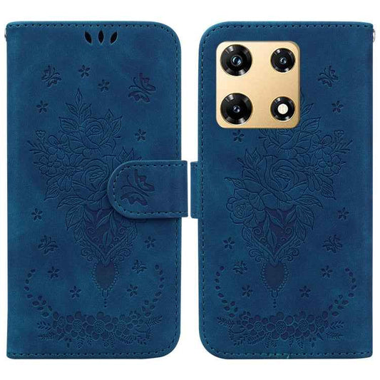 Butterfly Rose Embossed Leather Phone Case, For Infinix Note 30 Pro, For Infinix Note 30, For Infinix Note 30 VIP, For Infinix Hot 30 Play, For Infinix Hot 30, For Infinix Smart 7 African