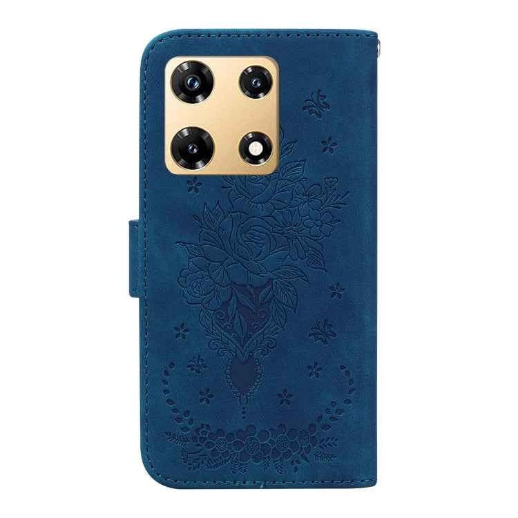 Butterfly Rose Embossed Leather Phone Case, For Infinix Note 30 Pro, For Infinix Note 30, For Infinix Note 30 VIP, For Infinix Hot 30 Play, For Infinix Hot 30, For Infinix Smart 7 African