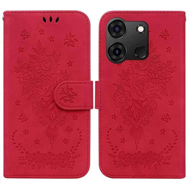 Butterfly Rose Embossed Leather Phone Case, For Infinix GT 20 Pro, For Infinix Note 40 Pro 4G / 5G, For Infinix Note 40 Pro+, For Infinix Note 40 4G, For Infinix Hot 40 / 40 Pro, For Infinix Smart 7 India/7 Plus, For Infinix Smart 7 HD�����������������...