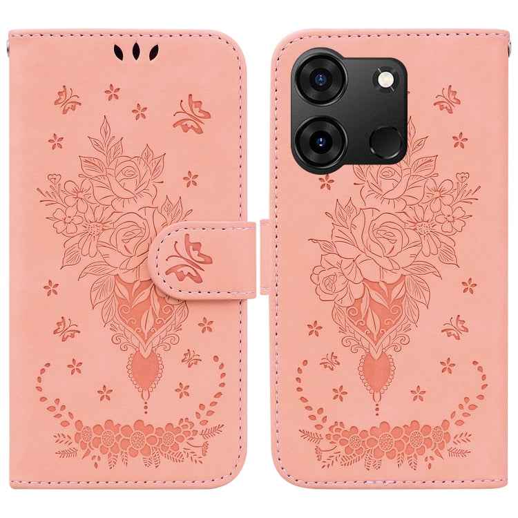 Butterfly Rose Embossed Leather Phone Case, For Infinix GT 20 Pro, For Infinix Note 40 Pro 4G / 5G, For Infinix Note 40 Pro+, For Infinix Note 40 4G, For Infinix Hot 40 / 40 Pro, For Infinix Smart 7 India/7 Plus, For Infinix Smart 7 HD�����������������...