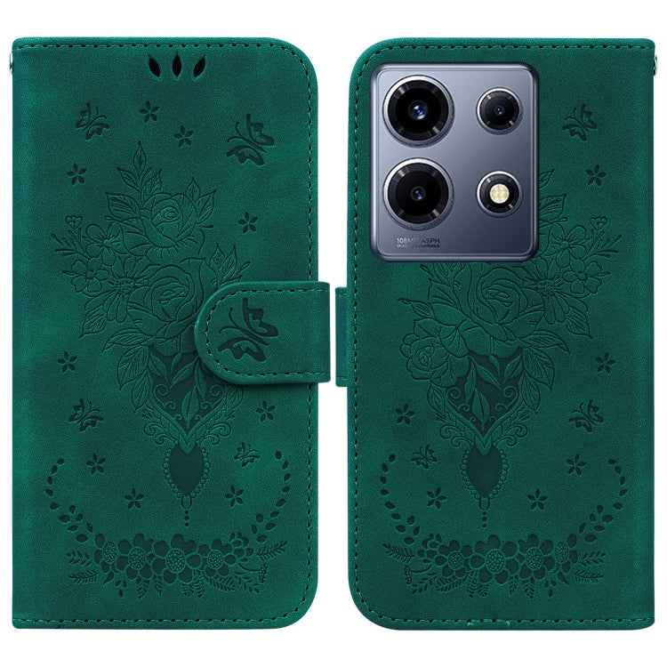 Butterfly Rose Embossed Leather Phone Case, For Infinix Note 30 Pro, For Infinix Note 30, For Infinix Note 30 VIP, For Infinix Hot 30 Play, For Infinix Hot 30, For Infinix Smart 7 African
