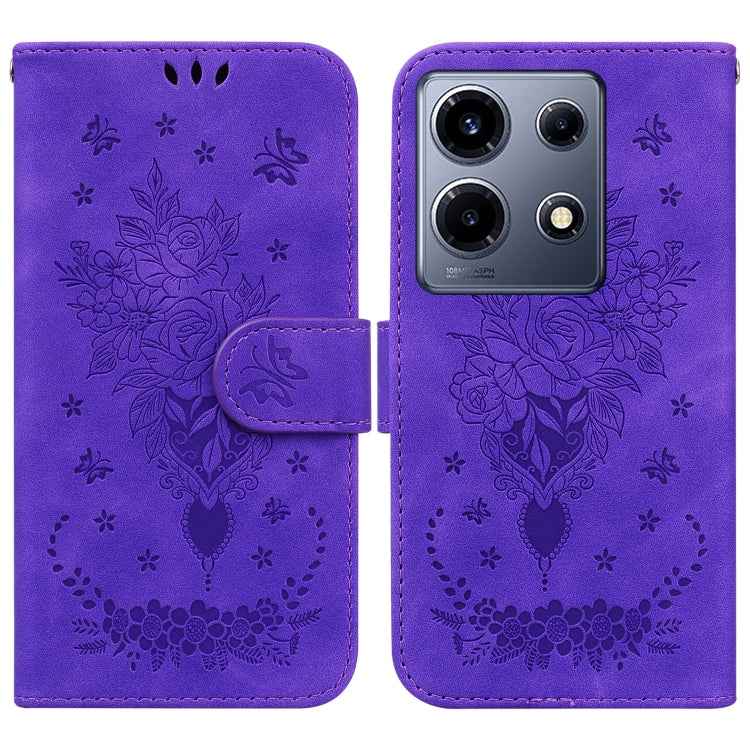 Butterfly Rose Embossed Leather Phone Case, For Infinix Note 30 Pro, For Infinix Note 30, For Infinix Note 30 VIP, For Infinix Hot 30 Play, For Infinix Hot 30, For Infinix Smart 7 African