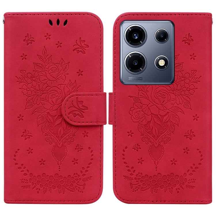 Butterfly Rose Embossed Leather Phone Case, For Infinix Note 30 Pro, For Infinix Note 30, For Infinix Note 30 VIP, For Infinix Hot 30 Play, For Infinix Hot 30, For Infinix Smart 7 African