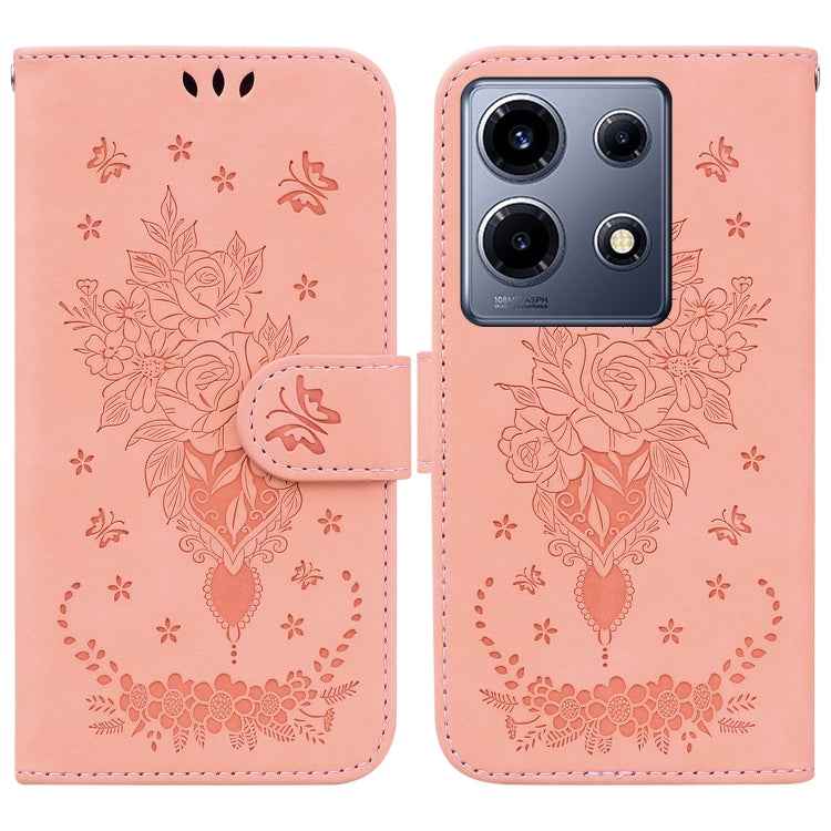 Butterfly Rose Embossed Leather Phone Case, For Infinix Note 30 Pro, For Infinix Note 30, For Infinix Note 30 VIP, For Infinix Hot 30 Play, For Infinix Hot 30, For Infinix Smart 7 African