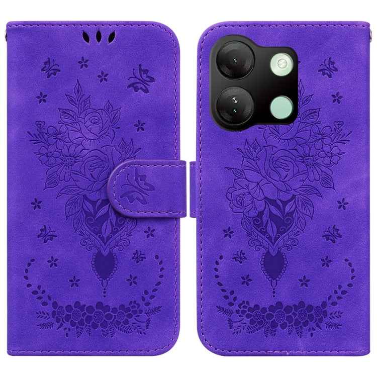 Butterfly Rose Embossed Leather Phone Case, For Infinix GT 20 Pro, For Infinix Note 40 Pro 4G / 5G, For Infinix Note 40 Pro+, For Infinix Note 40 4G, For Infinix Hot 40 / 40 Pro, For Infinix Smart 7 India/7 Plus, For Infinix Smart 7 HD�����������������...