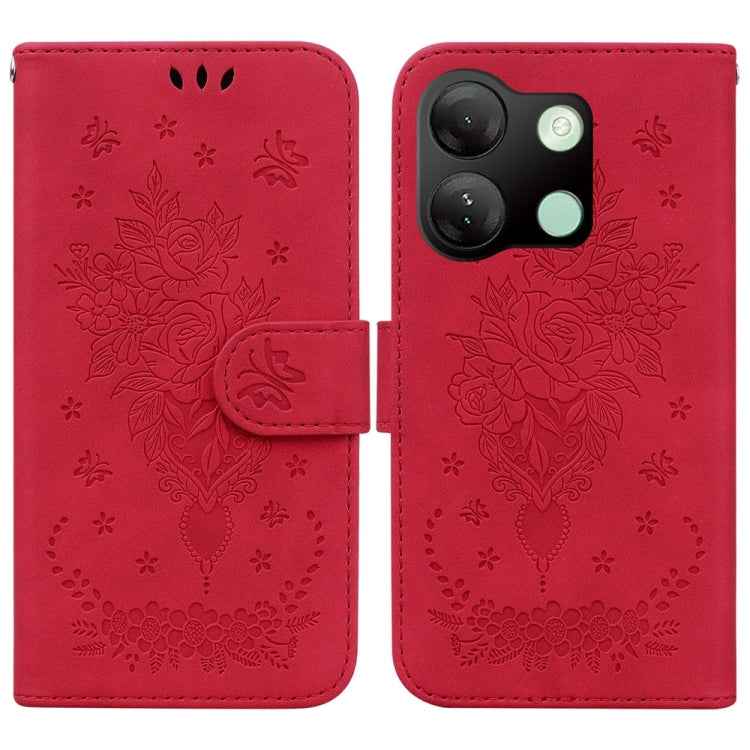 Butterfly Rose Embossed Leather Phone Case, For Infinix GT 20 Pro, For Infinix Note 40 Pro 4G / 5G, For Infinix Note 40 Pro+, For Infinix Note 40 4G, For Infinix Hot 40 / 40 Pro, For Infinix Smart 7 India/7 Plus, For Infinix Smart 7 HD�����������������...