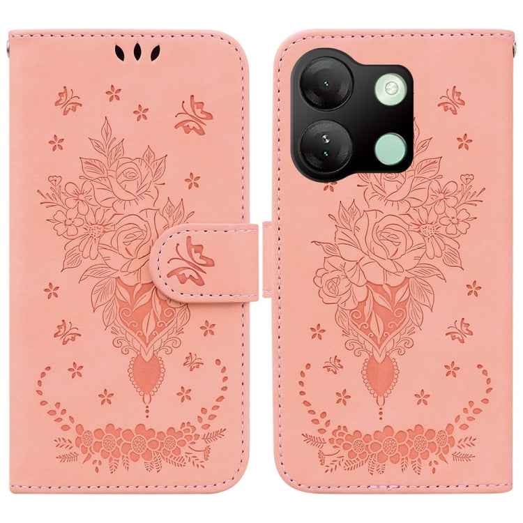 Butterfly Rose Embossed Leather Phone Case, For Infinix GT 20 Pro, For Infinix Note 40 Pro 4G / 5G, For Infinix Note 40 Pro+, For Infinix Note 40 4G, For Infinix Hot 40 / 40 Pro, For Infinix Smart 7 India/7 Plus, For Infinix Smart 7 HD�����������������...