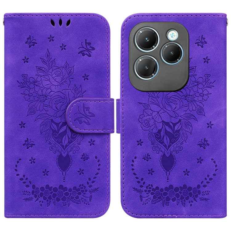 Butterfly Rose Embossed Leather Phone Case, For Infinix GT 20 Pro, For Infinix Note 40 Pro 4G / 5G, For Infinix Note 40 Pro+, For Infinix Note 40 4G, For Infinix Hot 40 / 40 Pro, For Infinix Smart 7 India/7 Plus, For Infinix Smart 7 HD�����������������...