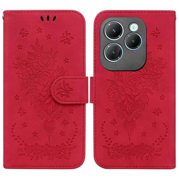 Butterfly Rose Embossed Leather Phone Case, For Infinix GT 20 Pro, For Infinix Note 40 Pro 4G / 5G, For Infinix Note 40 Pro+, For Infinix Note 40 4G, For Infinix Hot 40 / 40 Pro, For Infinix Smart 7 India/7 Plus, For Infinix Smart 7 HD�����������������...