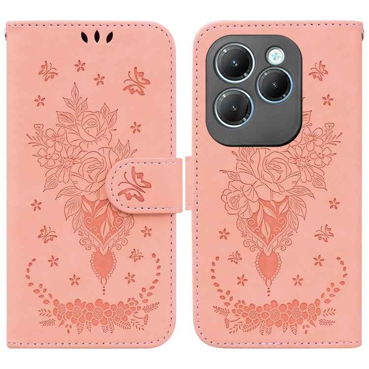 Butterfly Rose Embossed Leather Phone Case, For Infinix GT 20 Pro, For Infinix Note 40 Pro 4G / 5G, For Infinix Note 40 Pro+, For Infinix Note 40 4G, For Infinix Hot 40 / 40 Pro, For Infinix Smart 7 India/7 Plus, For Infinix Smart 7 HD�����������������...