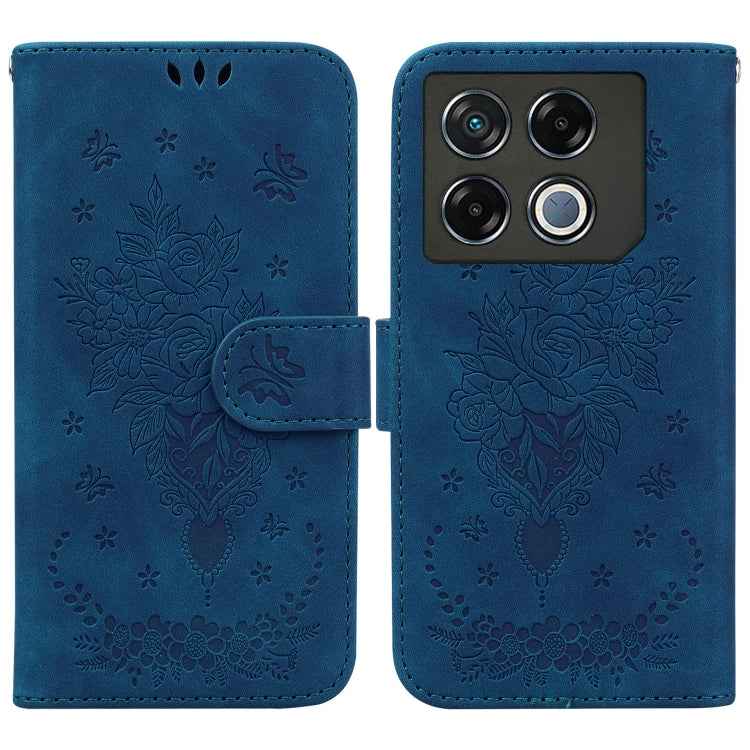 Butterfly Rose Embossed Leather Phone Case, For Infinix GT 20 Pro, For Infinix Note 40 Pro 4G / 5G, For Infinix Note 40 Pro+, For Infinix Note 40 4G, For Infinix Hot 40 / 40 Pro, For Infinix Smart 7 India/7 Plus, For Infinix Smart 7 HD�����������������...