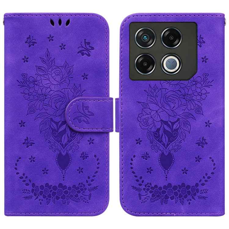 Butterfly Rose Embossed Leather Phone Case, For Infinix GT 20 Pro, For Infinix Note 40 Pro 4G / 5G, For Infinix Note 40 Pro+, For Infinix Note 40 4G, For Infinix Hot 40 / 40 Pro, For Infinix Smart 7 India/7 Plus, For Infinix Smart 7 HD�����������������...