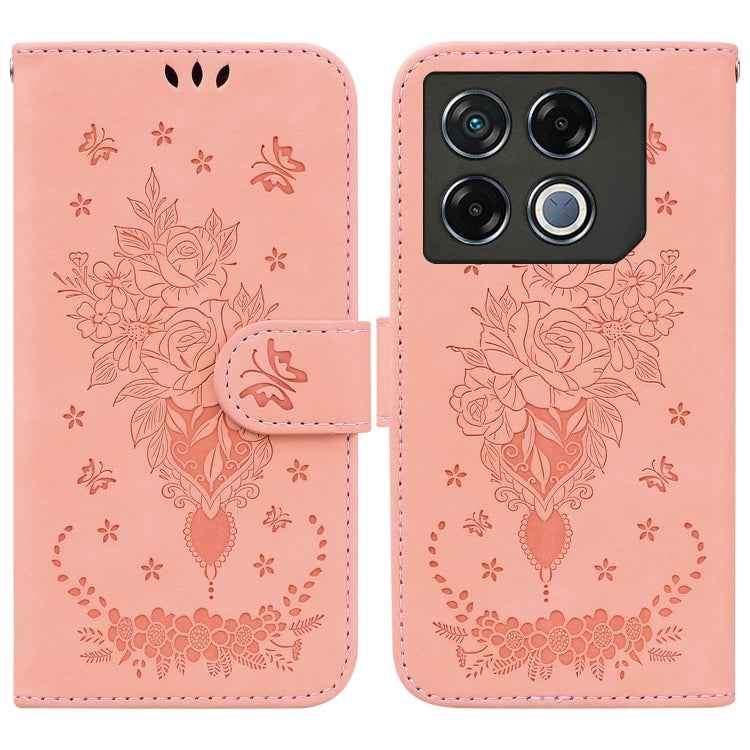 Butterfly Rose Embossed Leather Phone Case, For Infinix GT 20 Pro, For Infinix Note 40 Pro 4G / 5G, For Infinix Note 40 Pro+, For Infinix Note 40 4G, For Infinix Hot 40 / 40 Pro, For Infinix Smart 7 India/7 Plus, For Infinix Smart 7 HD�����������������...