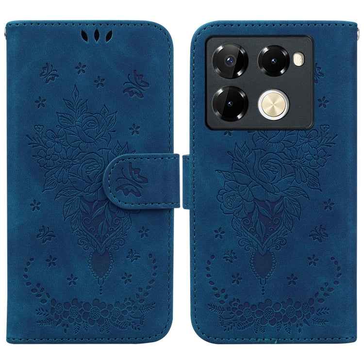 Butterfly Rose Embossed Leather Phone Case, For Infinix GT 20 Pro, For Infinix Note 40 Pro 4G / 5G, For Infinix Note 40 Pro+, For Infinix Note 40 4G, For Infinix Hot 40 / 40 Pro, For Infinix Smart 7 India/7 Plus, For Infinix Smart 7 HD�����������������...