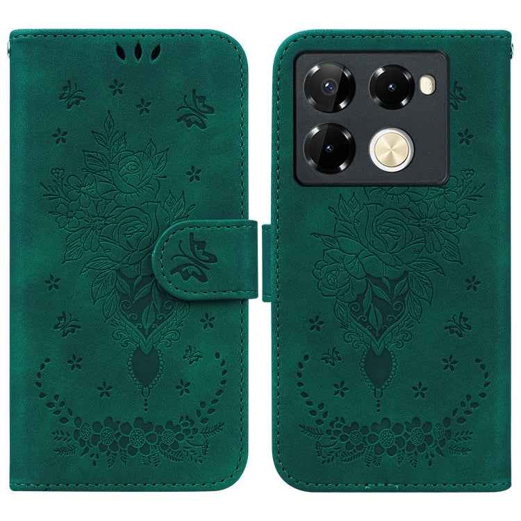 Butterfly Rose Embossed Leather Phone Case, For Infinix GT 20 Pro, For Infinix Note 40 Pro 4G / 5G, For Infinix Note 40 Pro+, For Infinix Note 40 4G, For Infinix Hot 40 / 40 Pro, For Infinix Smart 7 India/7 Plus, For Infinix Smart 7 HD�����������������...