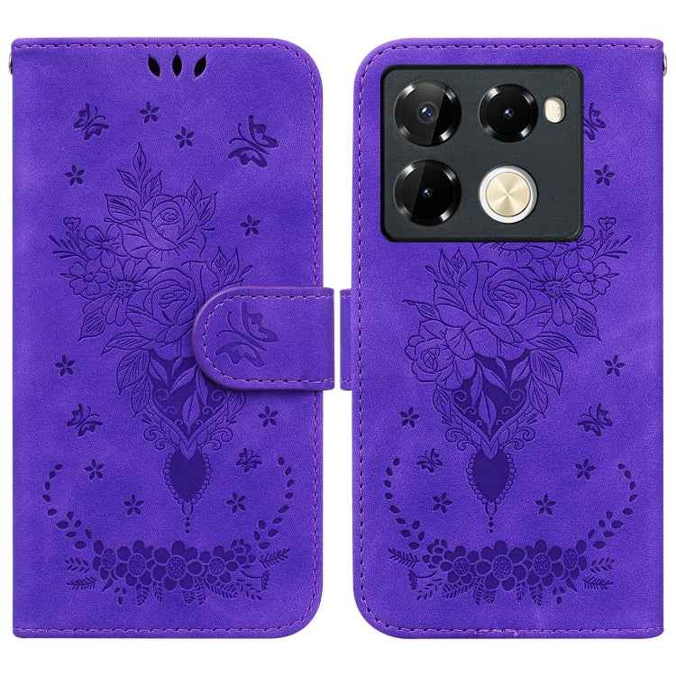 Butterfly Rose Embossed Leather Phone Case, For Infinix GT 20 Pro, For Infinix Note 40 Pro 4G / 5G, For Infinix Note 40 Pro+, For Infinix Note 40 4G, For Infinix Hot 40 / 40 Pro, For Infinix Smart 7 India/7 Plus, For Infinix Smart 7 HD�����������������...