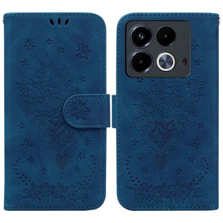 Butterfly Rose Embossed Leather Phone Case, For Infinix GT 20 Pro, For Infinix Note 40 Pro 4G / 5G, For Infinix Note 40 Pro+, For Infinix Note 40 4G, For Infinix Hot 40 / 40 Pro, For Infinix Smart 7 India/7 Plus, For Infinix Smart 7 HD�����������������...
