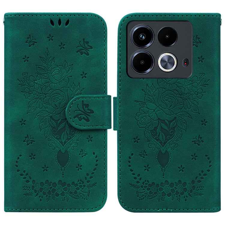 Butterfly Rose Embossed Leather Phone Case, For Infinix GT 20 Pro, For Infinix Note 40 Pro 4G / 5G, For Infinix Note 40 Pro+, For Infinix Note 40 4G, For Infinix Hot 40 / 40 Pro, For Infinix Smart 7 India/7 Plus, For Infinix Smart 7 HD�����������������...