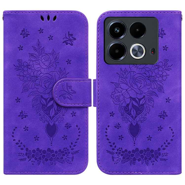 Butterfly Rose Embossed Leather Phone Case, For Infinix GT 20 Pro, For Infinix Note 40 Pro 4G / 5G, For Infinix Note 40 Pro+, For Infinix Note 40 4G, For Infinix Hot 40 / 40 Pro, For Infinix Smart 7 India/7 Plus, For Infinix Smart 7 HD�����������������...