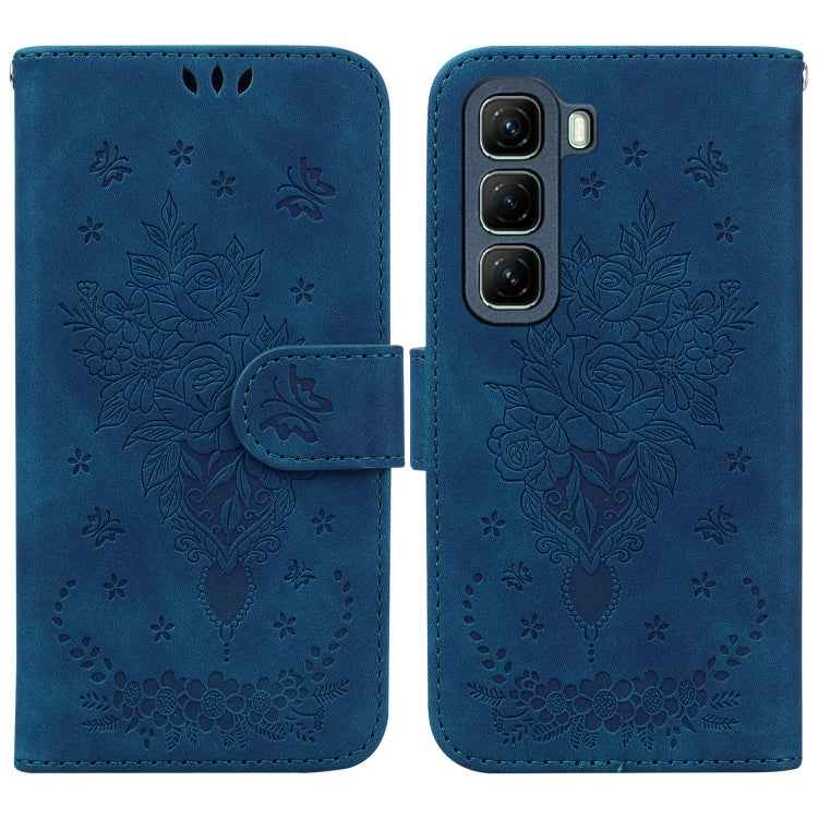 Butterfly Rose Embossed Leather Phone Case, For Infinix Note 50 Pro+, For Infinix Note 50 4G / Note 50 Pro 4G, For Infinix Hot 50 Pro 4G, For Infinix Hot 50i / Smart 9, For Infinix Hot 50 Pro+ 4G, For Infinix Hot 50 4G, For Infinix Hot 50 5G�����������...