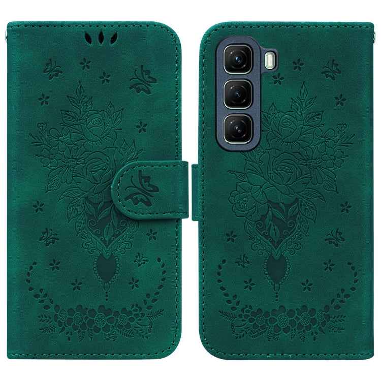 Butterfly Rose Embossed Leather Phone Case, For Infinix Note 50 Pro+, For Infinix Note 50 4G / Note 50 Pro 4G, For Infinix Hot 50 Pro 4G, For Infinix Hot 50i / Smart 9, For Infinix Hot 50 Pro+ 4G, For Infinix Hot 50 4G, For Infinix Hot 50 5G�����������...